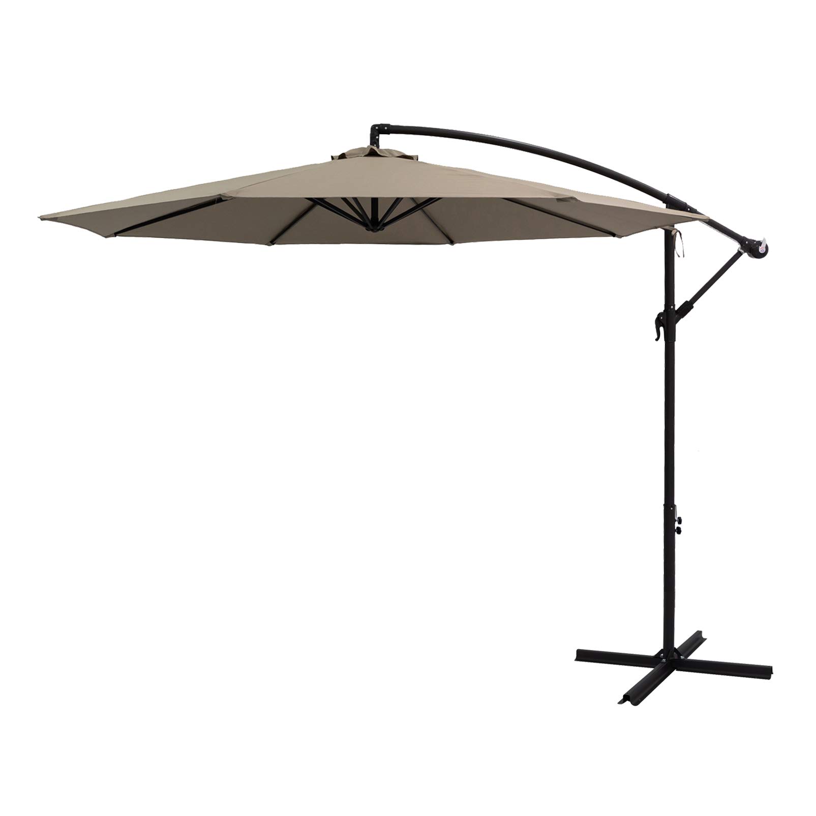 FLAME&SHADE 10 ft Cantilever Offset Outdoor Patio Umbrella with Cross Base Stand