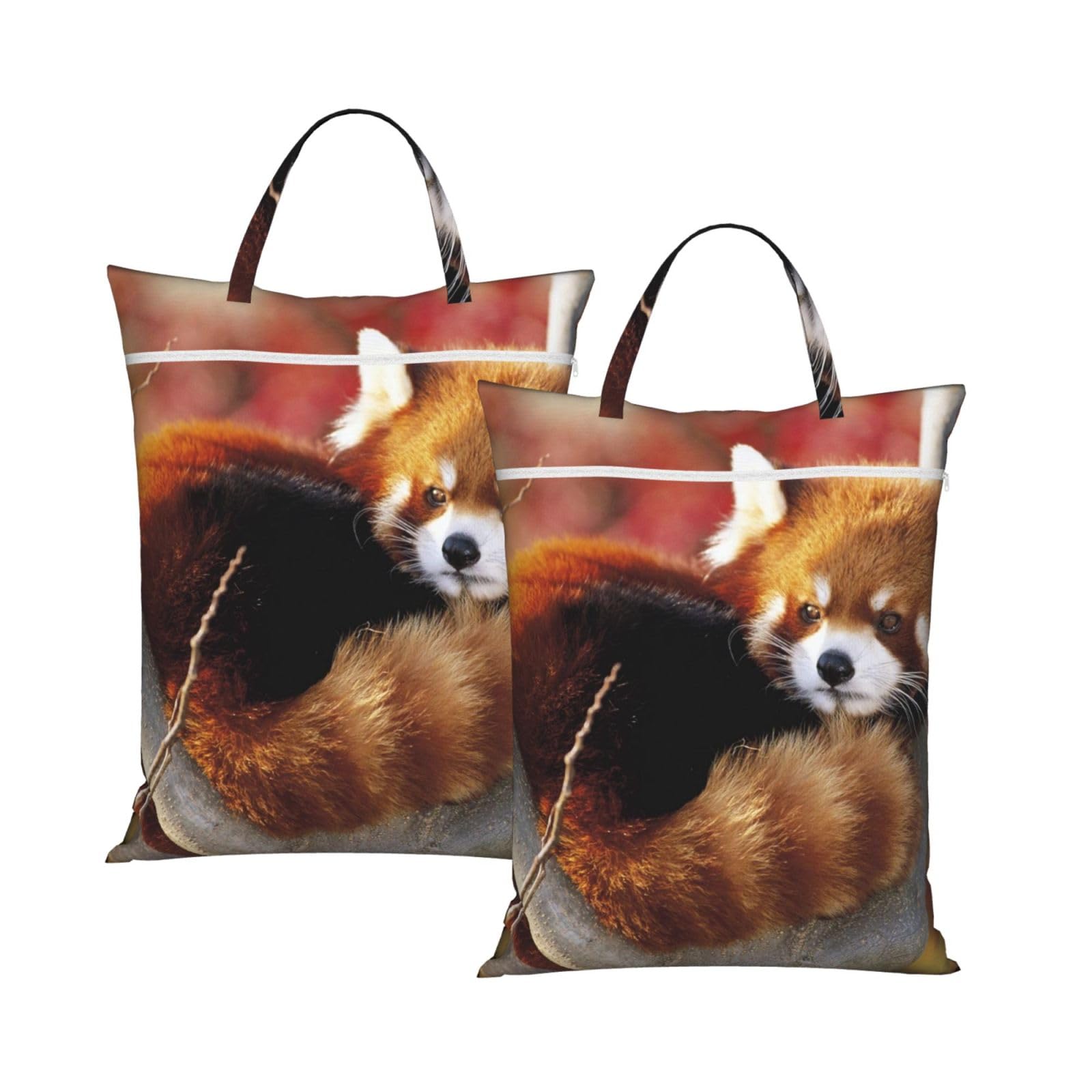 Yfsgdlbn 2Pcs Red Panda Printed Travel Dirty Laundry Bag Clothes Pack Storage Basket Bag