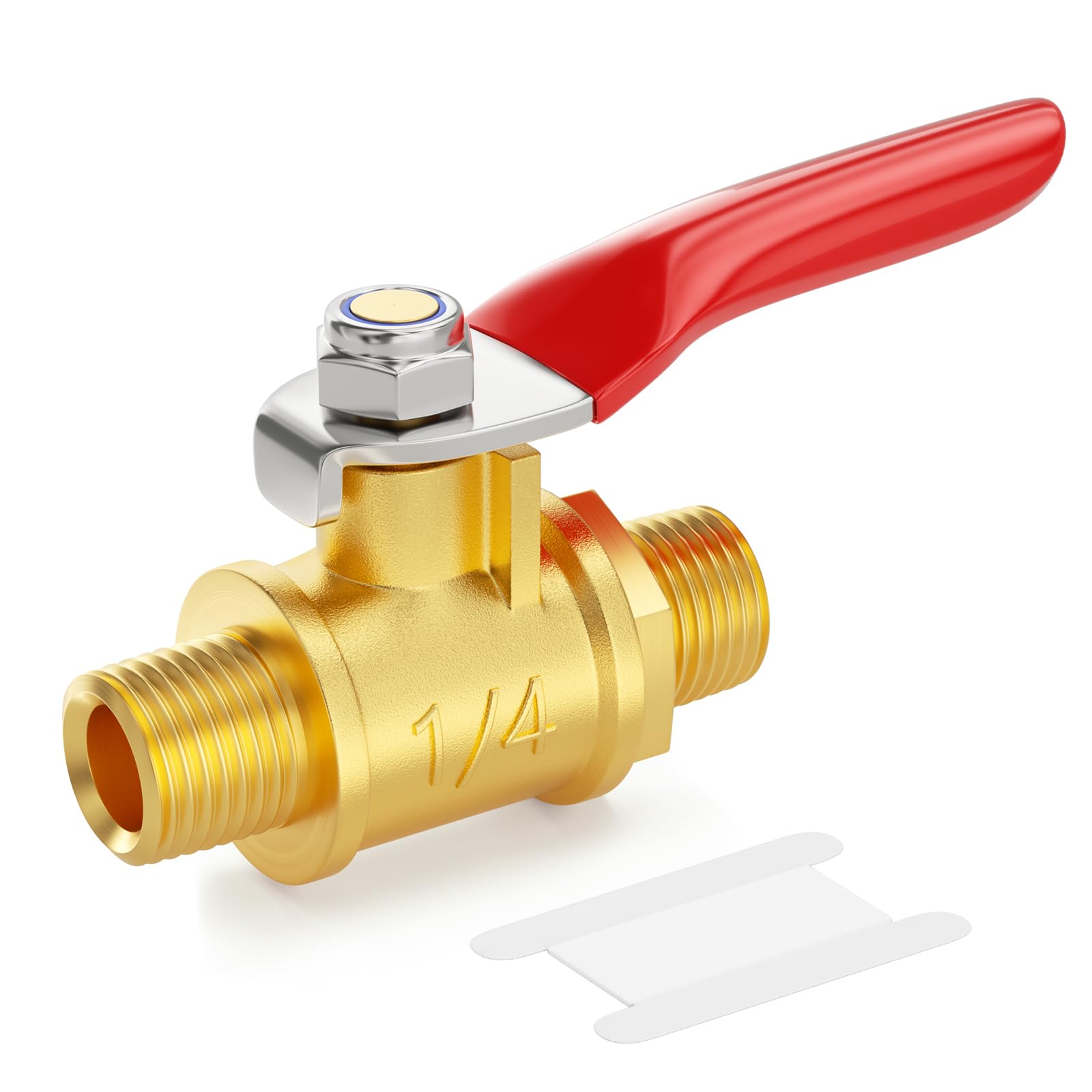 GASHER 1PCS 1/4 Inch Brass Mini Ball Valve, Shut Off Valve, 1/4 Inch MNPT Thread Pipe Fitting