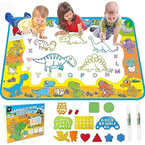 Kids Toys Water Doodle Mat: Dinosaur Painting Coloring Pad for Toddlers 1-3 - Aqua Magic Drawing Board for 2 3 4 Year Old Toddler Arts and Crafts Christmas Birthday Gifts for Girls Boys Age 2-4 3-5 Cover