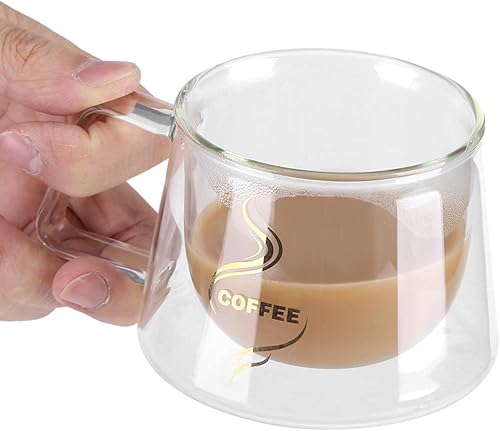 Miniatura 2 de TOPINCN Taza de café, taza de vidrio transparente con aislamiento de doble pared, taza de té, taza de café, tazas de café expreso, taza de agua