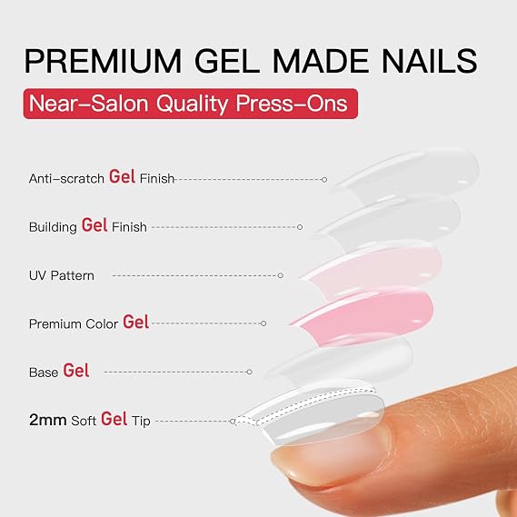 CurvLife Soft Gel Press On Nails Kit - Patriot Full Cover False Nail Tips with Trendy Designs, Reusable & Glue Included - Easy Application Nail Accessories for Women