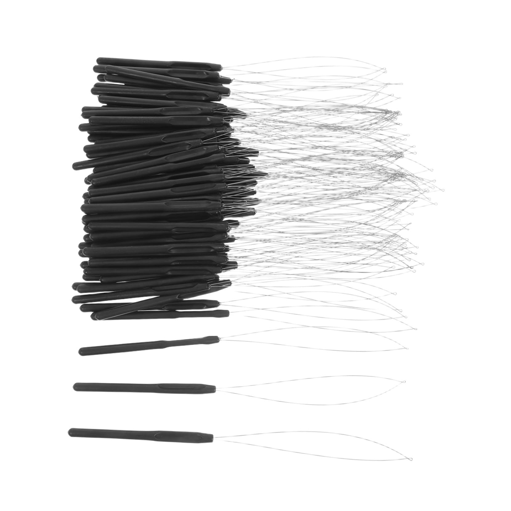 100pezzi Aghi Infila-perline per Estensioni di Capelli Dispositivo ad Anello per Estensioni di Capelli Gancio di Trazione di Strumenti Manico in Plastica di Perline
