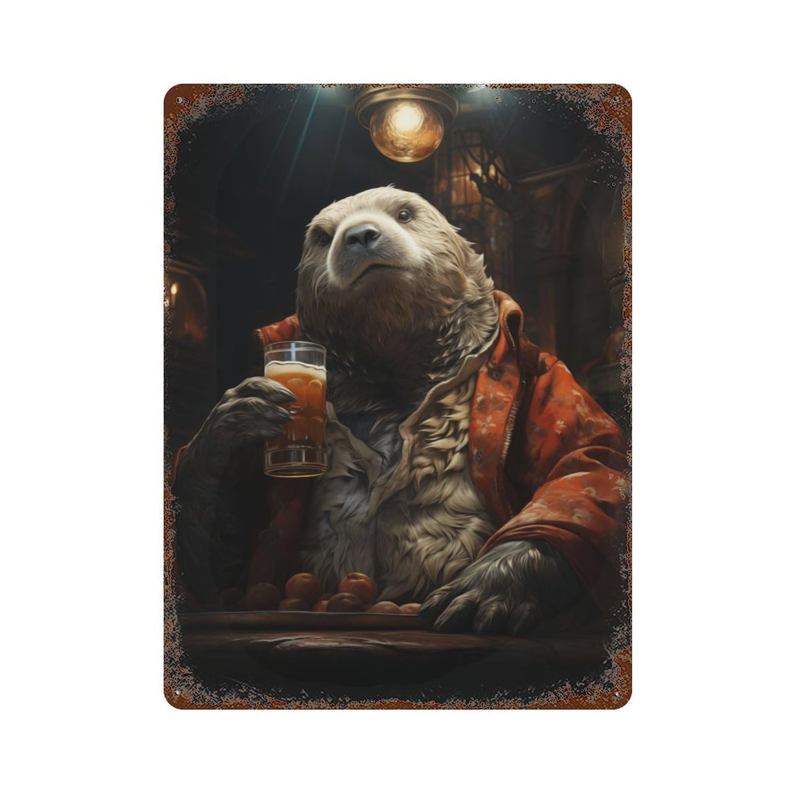 Walrus Pub Beer Rusty Metal Tin Sign 15.7"x11.8", Industrial Home Decor for Garage, Pub Or Kitchen