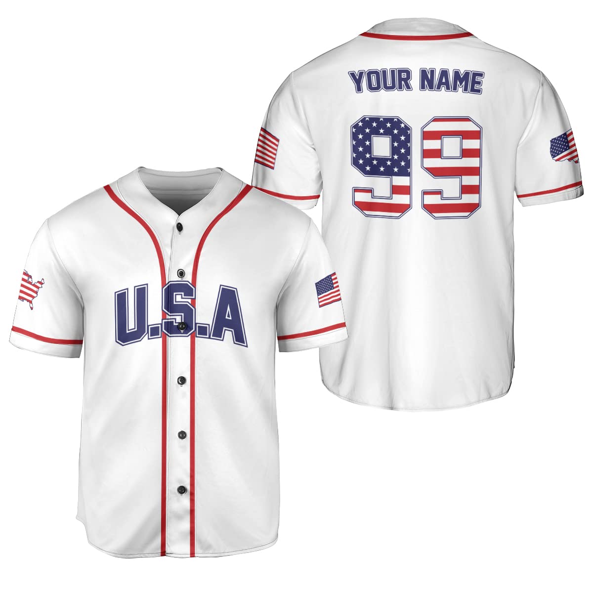 Podagree Personalized America Baseball Jersey Shirt, USA Flag Jersey, American Jersey for Men and Women American (US5)