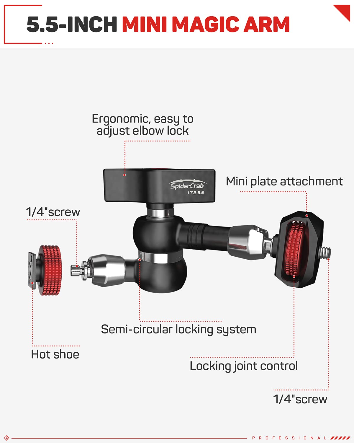 IFOOTAGE 5.5 Inches Variable Friction Magic Arm Compatible with DSLR Camera Rig/LCD/DV Monitor/LED Lights/Flash Light/Microphone - LT2-3.5¡­