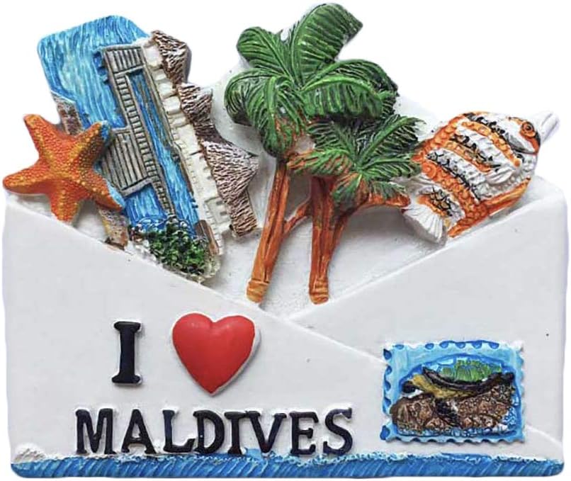 Wedare Magnet Souvenir Maldives 3D Refrigerator Travel Sticker,'I Love Maldives' Style Hand-Made Fridge ,Creative Home and Kitchen Decoration ic Sticker
