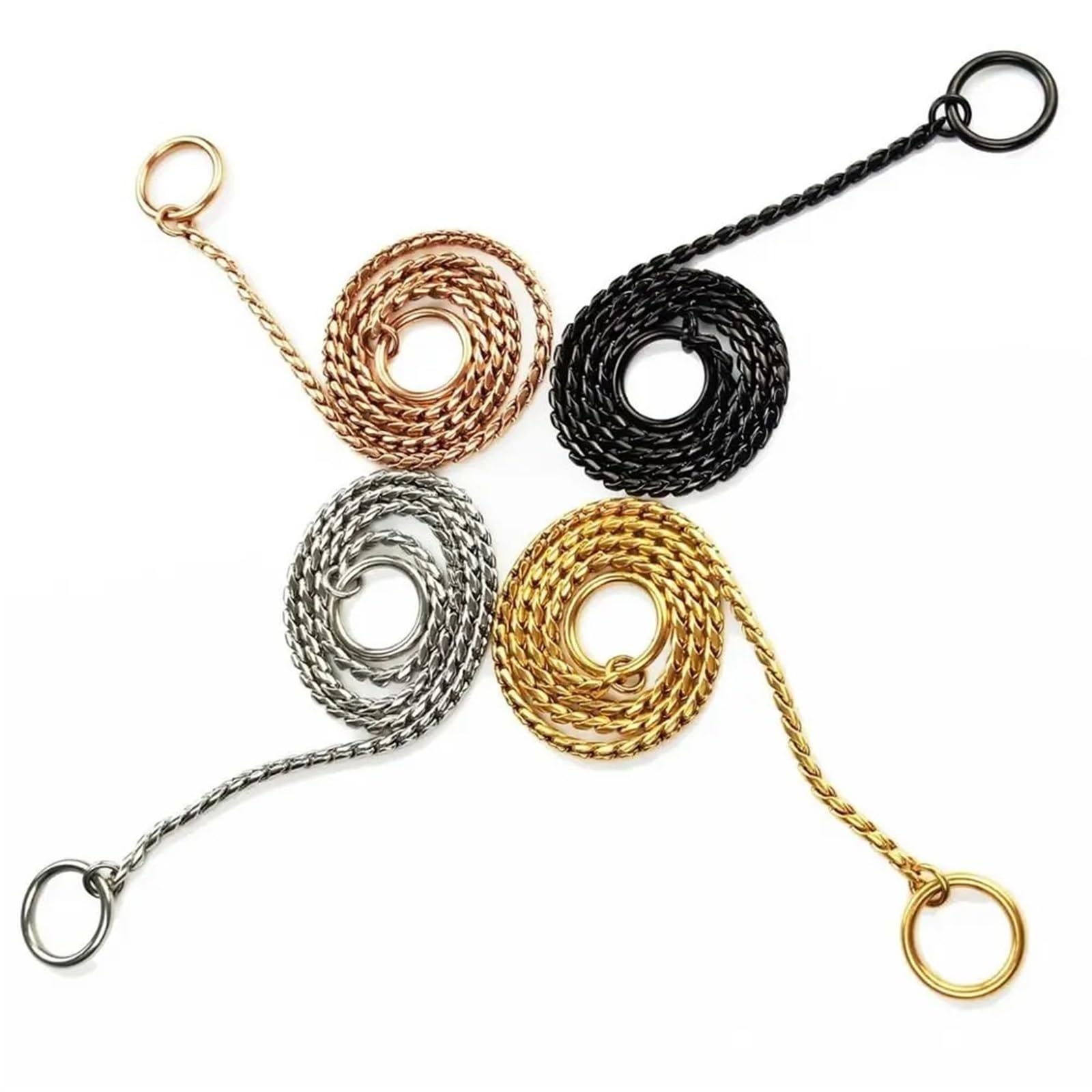 Snake Chain Dog Choke Collar Stainless Steel Puppy Pet Show Metal Slip Choker Collar Chain Walking Dog Collars(Gold,4.5mmx65cm)