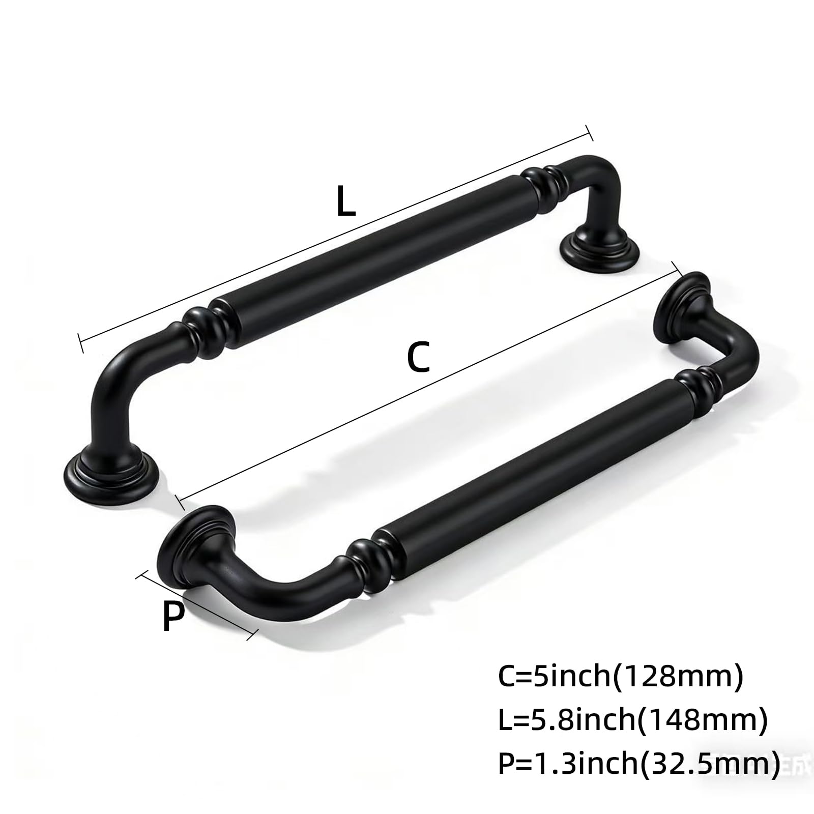 KHTUMEWARE-80392 Matte Black Cabinet Pulls CTC 5 in (128 mm) 2-Pack in Matte Black — KHTUMEWARE
