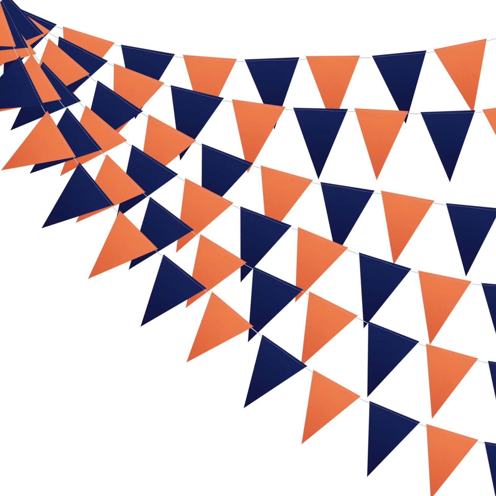Meetppy Pomarańczowy i granatowy dwustronny papier brokatowy proporczyk baner papierowe trójkątne flagi chorągiewki wisząca dekoracja na ukończenie szkoły urodziny baby shower