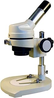 AmScope K104-ZZ Elementary Stereo/Dissecting Microscope, 10x and 25x Eyepiece, 20x-50x Magnification, Reversible Black/White Stage Plate, Heavy-Duty Frame