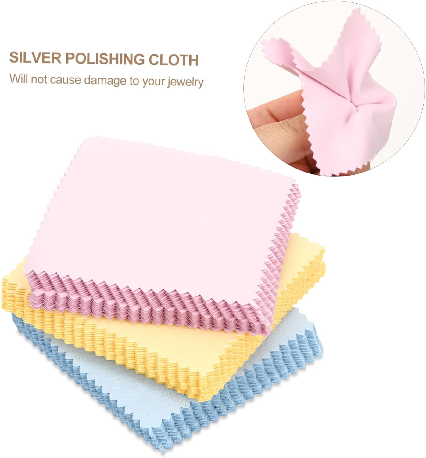 TEHAUX 60pcs Polishing Cloths for Jewelry Electronics Wiping Cloths Lens Cleaning Glasses Cleaning Sunglasses Eyeglass Soft Reusable Random Color