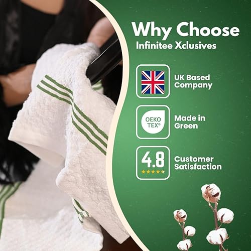 Miniatura 7 de Infinitee Xclusives Toallas de cocina de alta calidad, color verde, 100% algodón, 15 x 25 pulgadas, paños de cocina para cocina