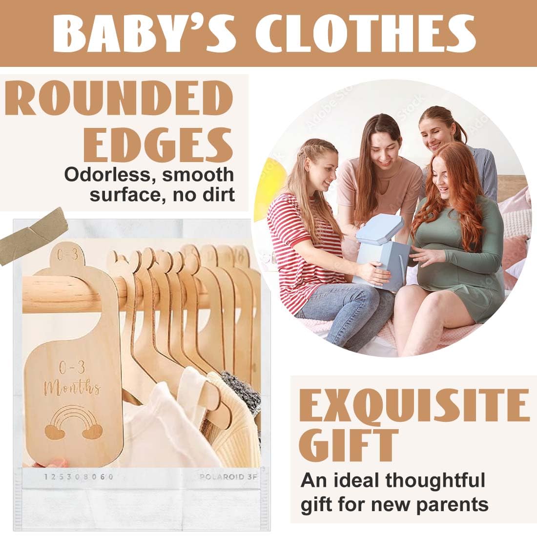 7 Pezzi Divisorio Per Armadio Bambini In Legno, Organizer Guardaroba Neonato Separatori Per Abbigliamento Per Classificare Vestiti Da 0 A 24 Mesi