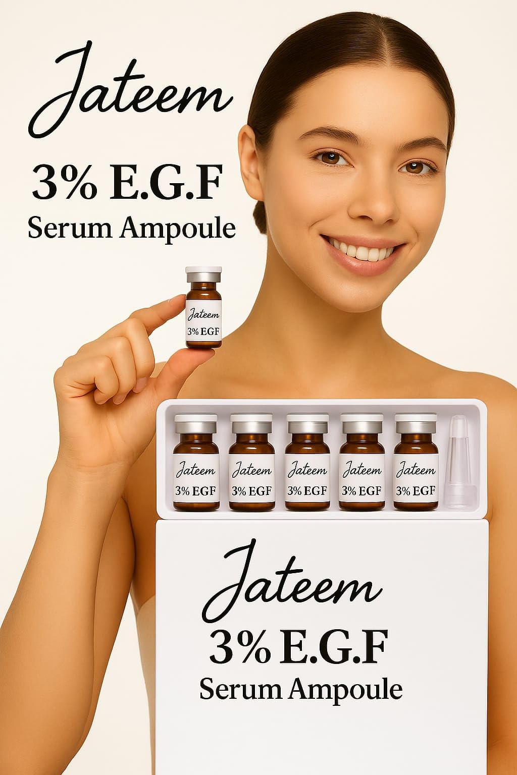 Set aus Creme EGF und Serum Ampullen 5mlx10 St, Oligopeptide Konzentrat für Hautbilderneuerung, Narben, Falten, Flecken Konzentrat, Microneedling, Lifting, Made in DE