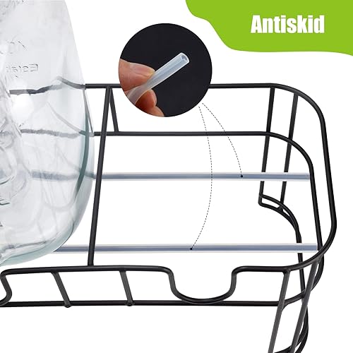 Miniatura 4 de Dispensadores de bebidas de vidrio de 1 galón para fiestas, paquete de 2. Dispensador de bebidas, dispensador de bebidas con soporte y espita de