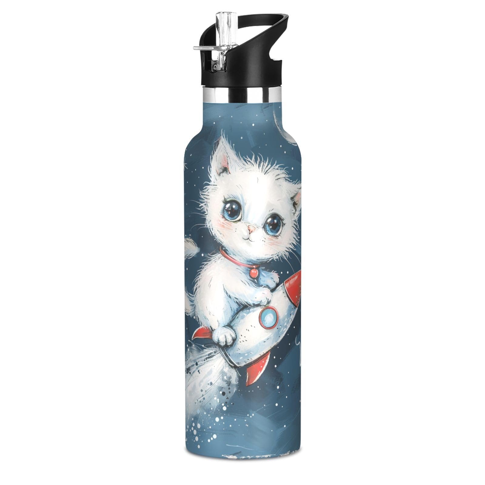 Kaaviyo Boys Pattern Cute Koala Rocket Starry Water Bottle Stainless Steel Jug Insulated Vacuum Cup For Girls(600Ml)