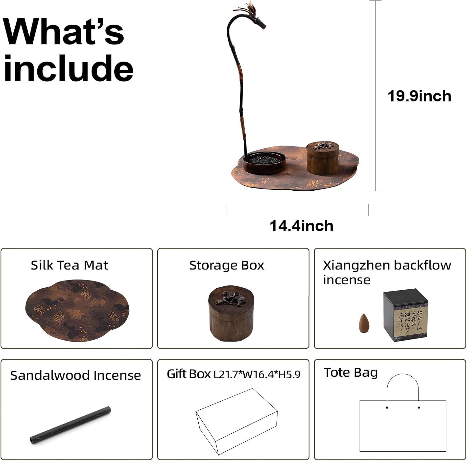 Dragon Mist Ritual Set | Bamboo Dragon Incense Holder with Heritage Lacquer | Thai Wooden Elephant Box, Peridot Stones & Sandalwood Incense | Meditation Décor & Feng Shui Gift for Home