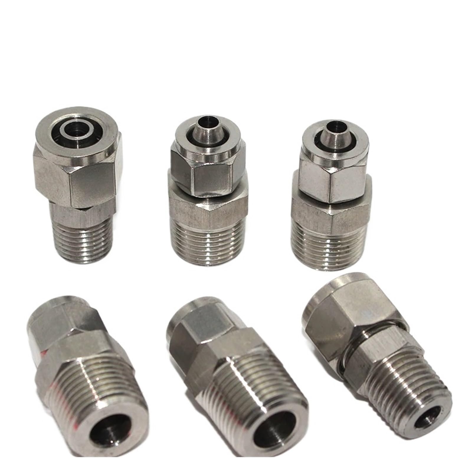 1PC 304 Stainless Steel Pneumatic Hose Fitting Air Tube Connector 1/8 1/4 3/8 1/2 Thread Quick Release Pipe Fittings(OD 4mm - ID 2.5mm,3/8")