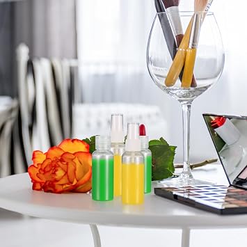 12 Piece Travel Bottles Set 50 ml Empty Plastic Cosmetic Travel Bottles Container Transparent Air Travel Bottle with Funnels and Nozzles for Filling Travel