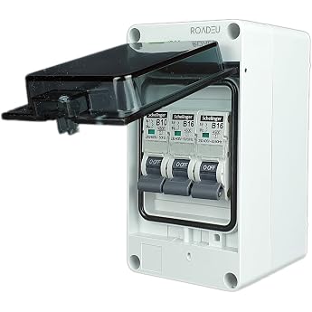 RoadEu - Circuit Breaker - Complete 16A Circuit Breaker and 10A B in a Surface-Mounted Distribution Box Fuse Box IP65 - Distribution Box Outdoor Waterproof