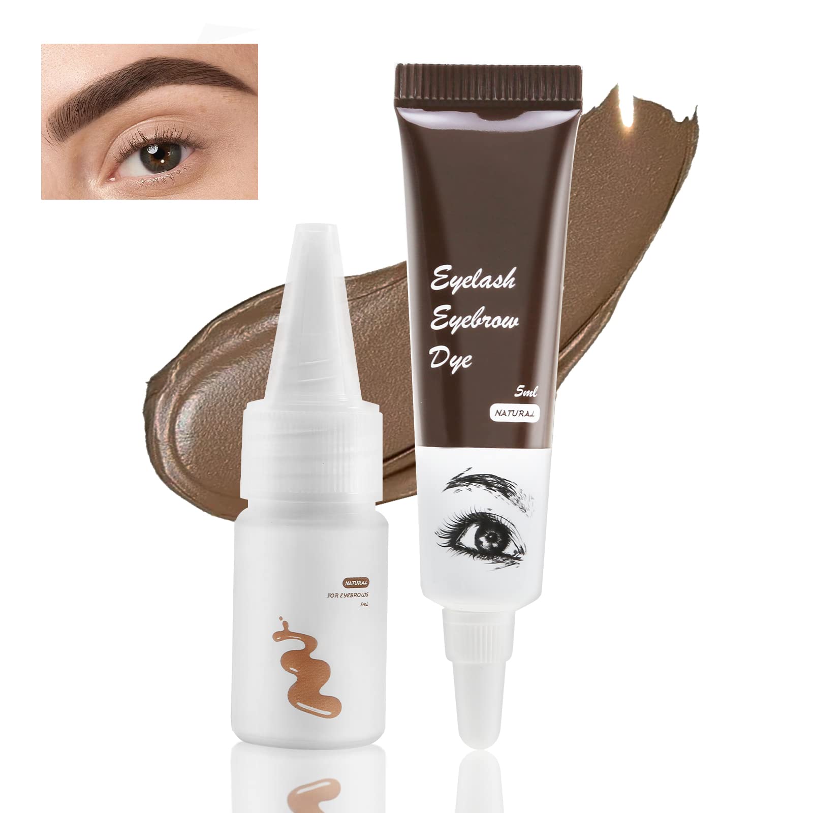 Boobeen Máscara de Cejas Gel Impermeable, Crema Líquida para Cejas Color Semi Permanente, 2 en 1 Kit de Coloración de Cejas para Maquillaje de Cejas y Pestañas