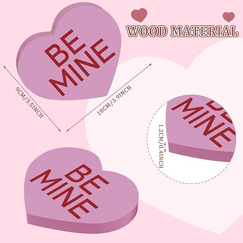Miniatura 2 de Qunclay 6 piezas de decoración del día de San Valentín, decoración de mesa de corazón de madera, letrero de dulce amor, bandeja escalonada, centro