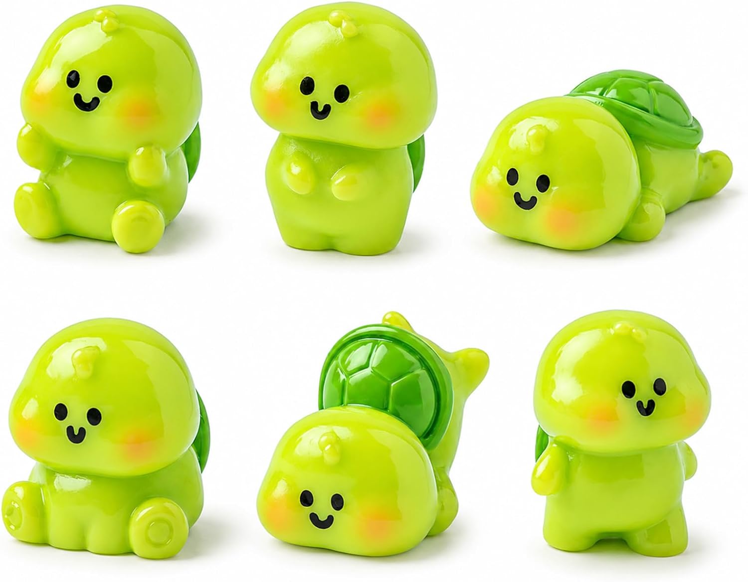 Mini Resin Turtles Figurine Mini Desk Goose for Computer Monitor/Car Dashboard/Rearview Mirror/Office Desk Accessories,Shelves Decor Photo Frame Decorations,Funny Housewarming Gifts (6, Turtles)