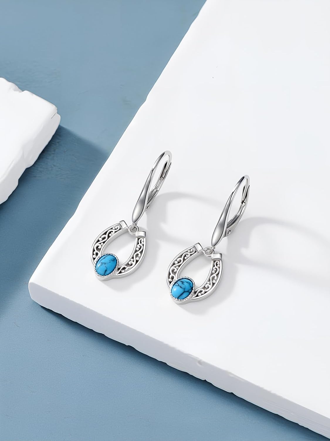 YYB Cowgirl Earrings Western Earrings for Women Sterling Silver Turquoise Dangle Drop Western Jewelry for Women Valentines Day Gifts for Her - Image 6