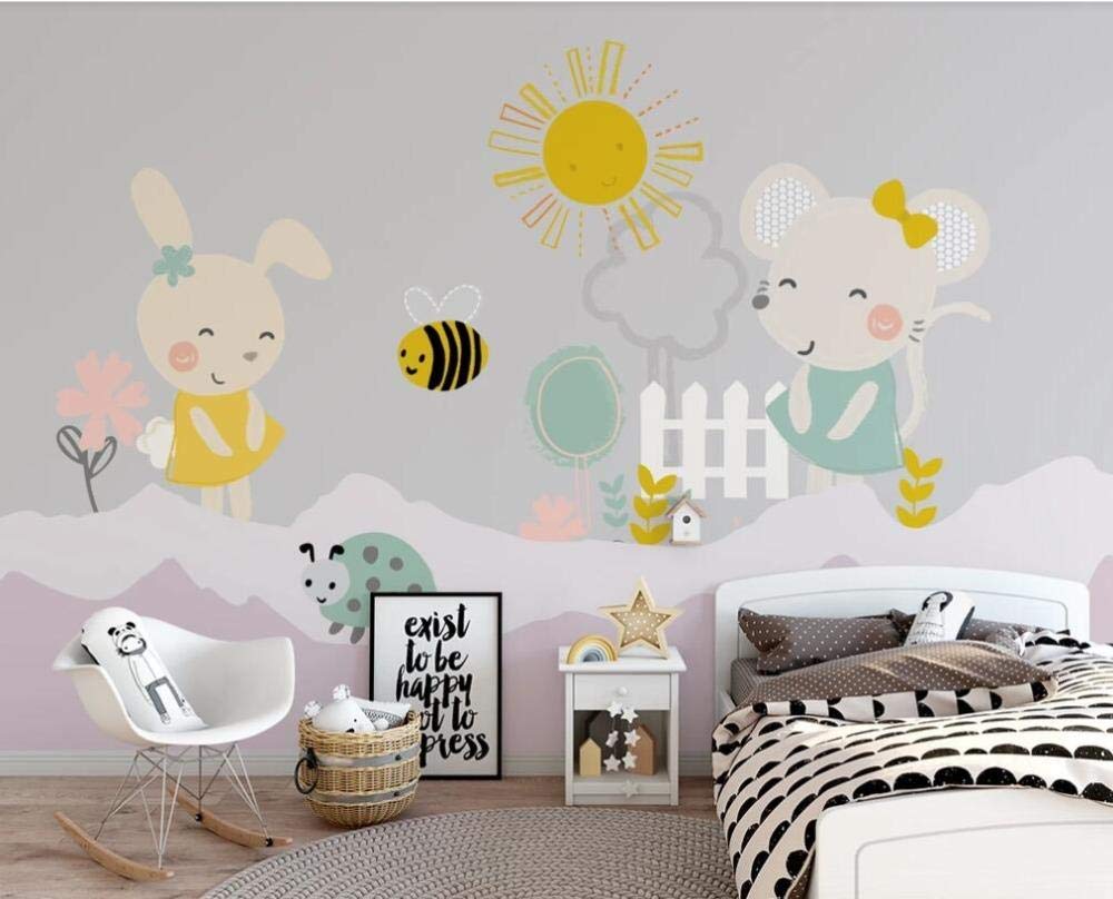 Papier peint mural 3D grand format 350x245 cm lapin dessin animé haute définition