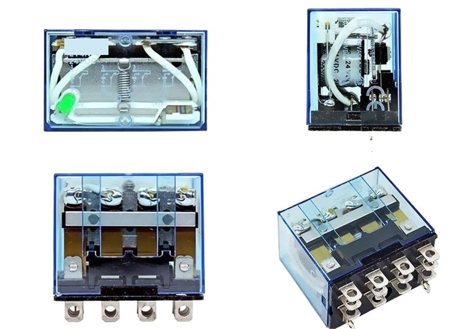 Relés Relé intermedio de Potencia electromagnética 12 V CC, 24, 110, 14 Pines Ancho, 4 Abiertos y Cerrados, 10 A, LY4N-J(LY4N J DC24V)