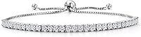 Gem Stone King 2-2.65 CTW Lab Grown Diamond Tennis Bracelet Women 925 Sterling Silver Round E-F VVS-VS Adjustable Bolo Up to 9 Inch Wrist