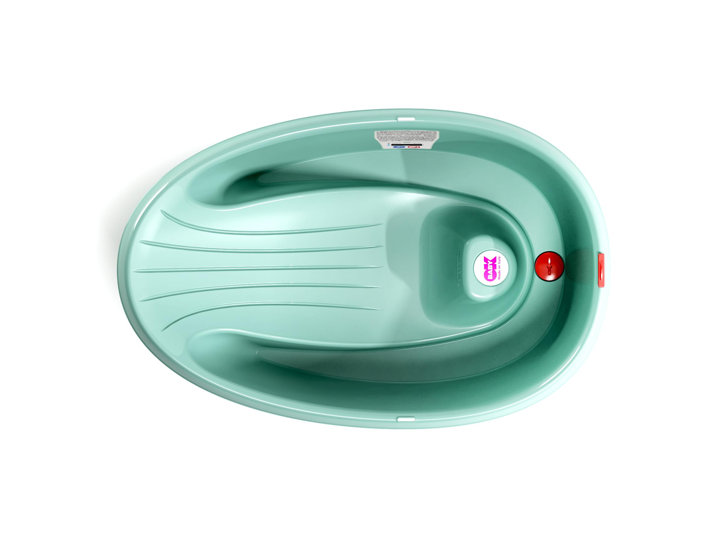 OKBABY Onda Baby-Badewanne - Rutschsichere Basis, mit eingebautem digitalen Flüssigkristall-Thermometer - Rückenstütze für zusätzlichen Komfort - Passt in die Badewanne oder die ebenerdige - Türkis