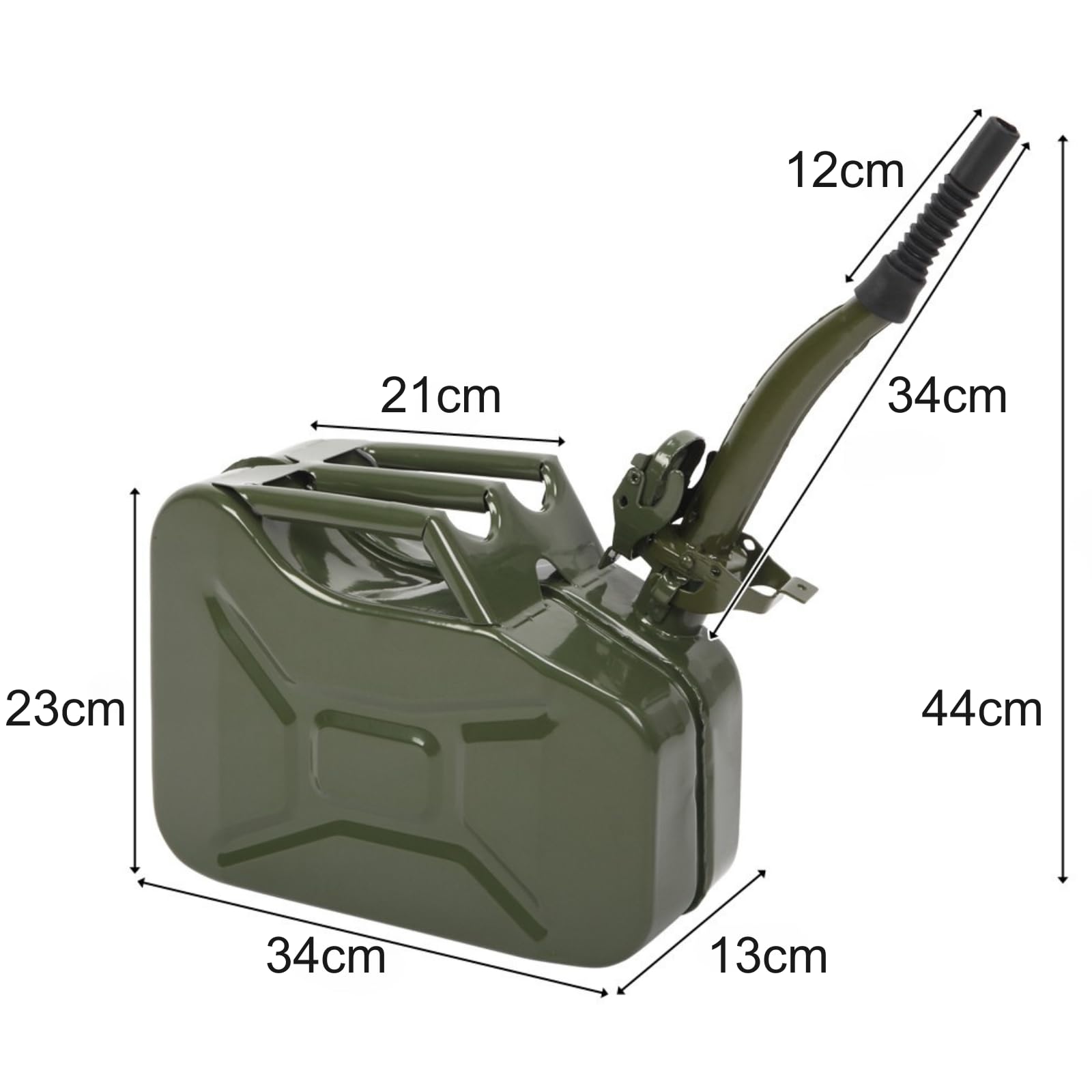 Jerrican Bidon Essence 10L Métal avec Bec Verseur, Réservoir Carburant Portable pour Essence, Diesel et Bioéthanol (Vert)