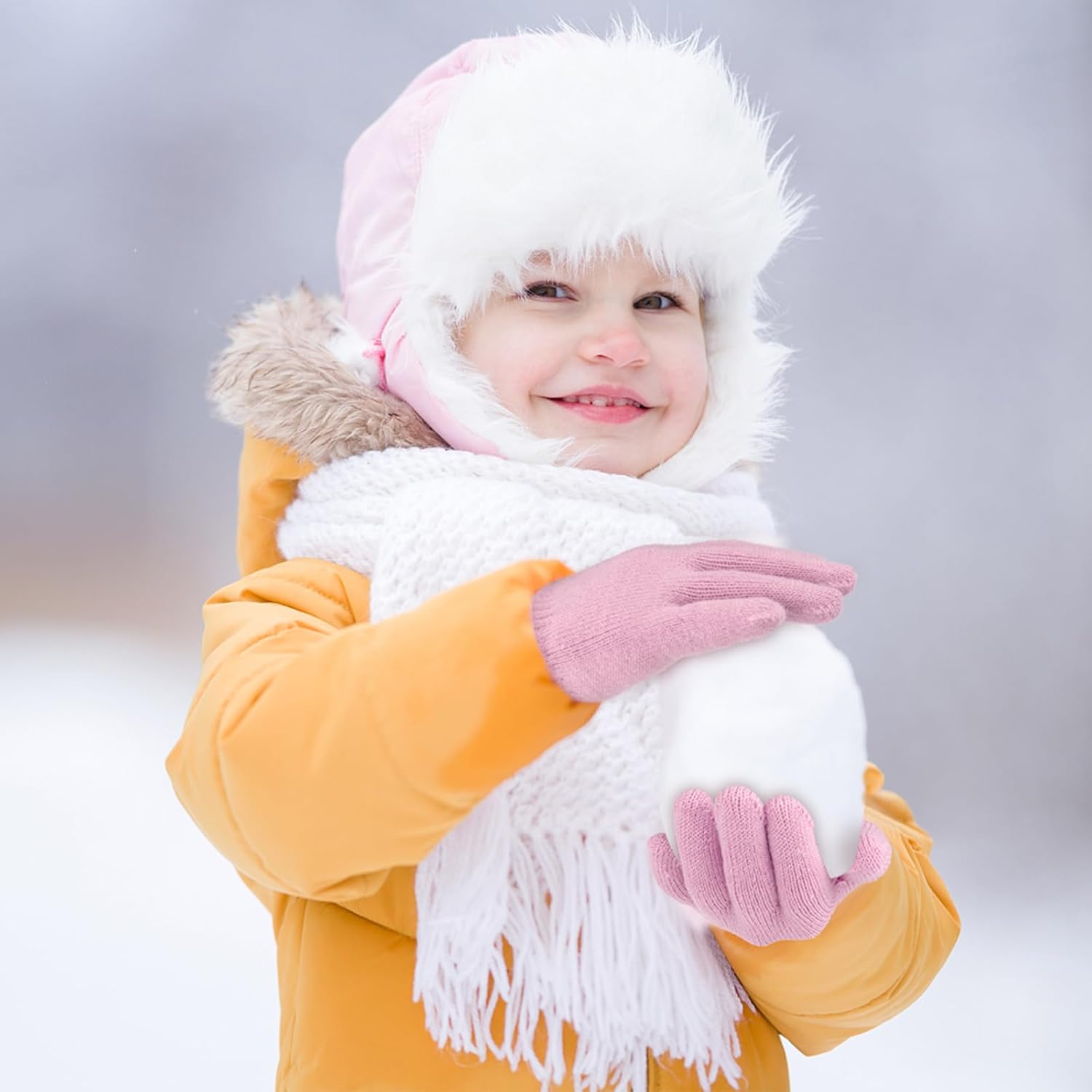 ONESING 12 Pairs Warm Children Gloves - Knitted Winter Gloves Bulk for Girls Boys | Kids Gloves Designed for Cold Weather Mixcolor A