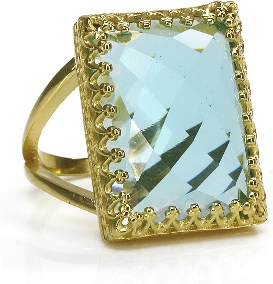 November Birthstone Ring - Rectangular Topaz Ring in 925 Sterling Silver - Artisan-designed Fine Jewelry for Women - Sizes 3-12.5 - with Fancy Box