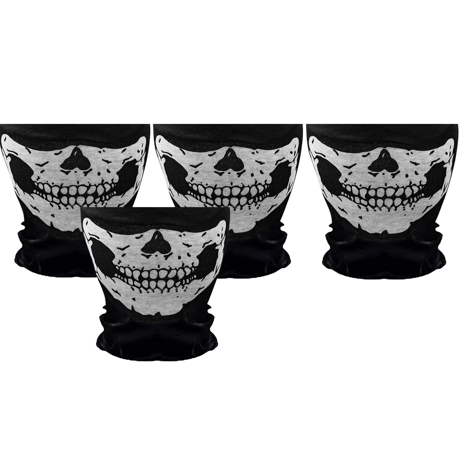 Masque Tête De Mort Demi-Fantôme - Lot De 4 Paires, Cosplay Halloween, Polyester