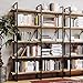 IRONCK Bookshelf, Double Wide 5-Tier Open Bookcase Vintage Industrial Large Shelves, Wood and Metal Etagere Bookshelves, for Home Decor Display, Office Furniture, 13D x 53.1W x 70H in