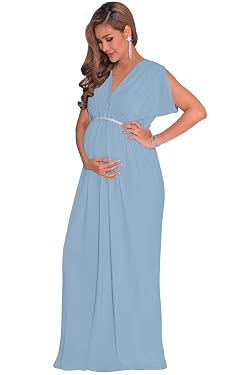 KOH KOH Womens 2026 Long Short Sleeve V-Neck Maternity Summer Flowy Gown Maxi Dress