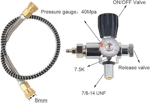 Miniatura 6 de Estación de llenado de paintball PCP de tanque de fibra de carbono de 6.8L  74 pies cúbicos  4500PSI con sistema de carga de válvula (botella vacía)