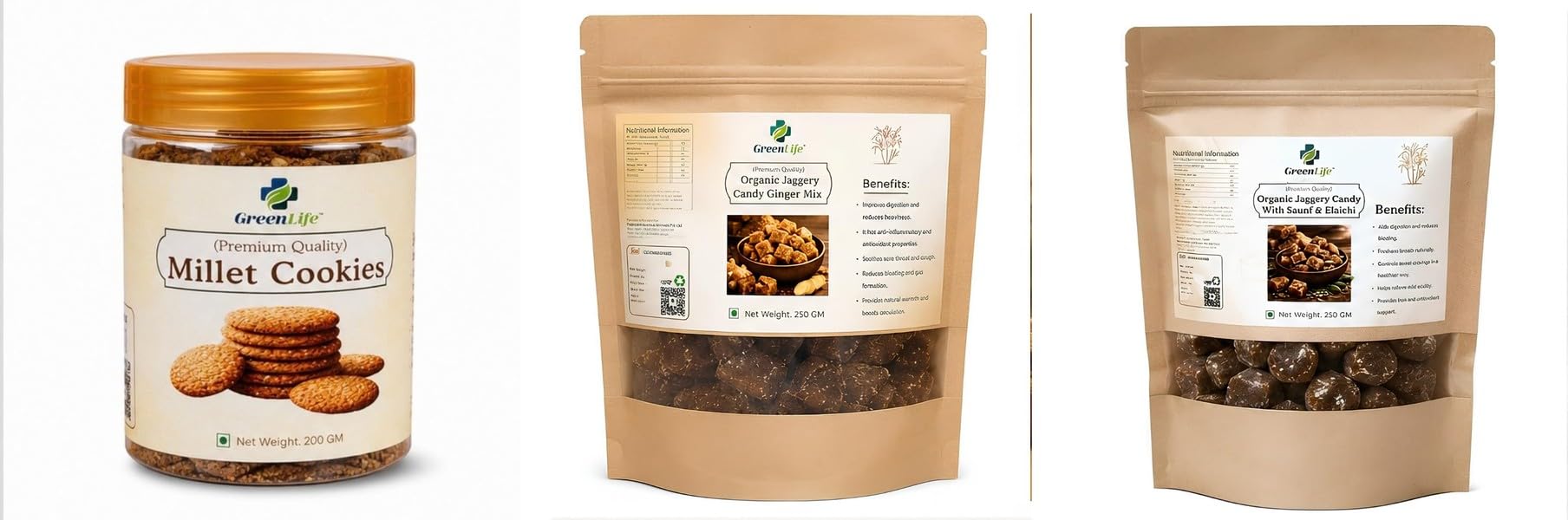 Millet Cookies | Baked Cookies | Tea Time | 200gOrganic Plain Jaggery Candy 500g | Natural Desi Gur Candy | Chemical Free Traditional Sweet TreatGREEN LIFE Digestive Mukhwas 50g | Saunf Mouth-image-30