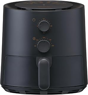 【Amazon.co.jp限定】コイズミ ノンフライヤー 1～2人用 エアフライヤー ミニ 卓上 電気 フライヤー 揚げ物 レシピブック付属 ブラック KNF-0701/K