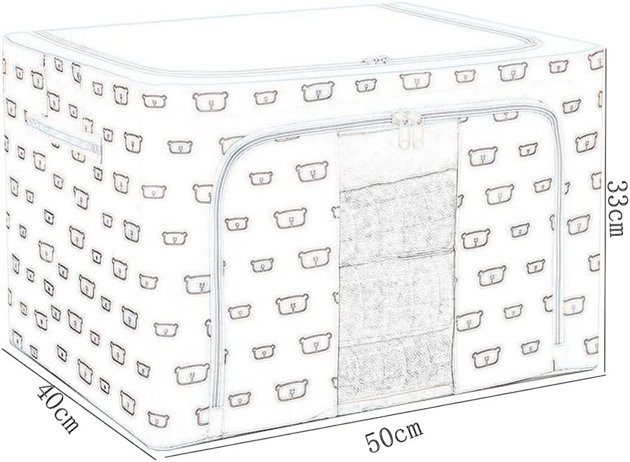 Clothes Storage Bag，Bedding Storage Clothes Storage Bags Organizer Container with Steel Frame Storage Bag with Clear Window(Brown)