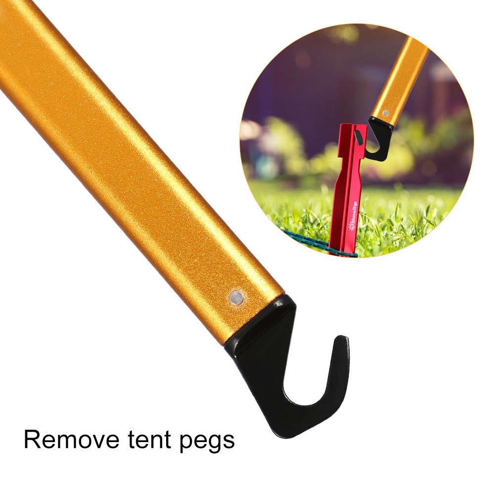 maillet de camping,Marteau de tente, marteau de piquet de tente, eracteur d'eracteur de piquet de tente, poignée en alliage d'aluminium portable marteau de camping eérieur(Or)