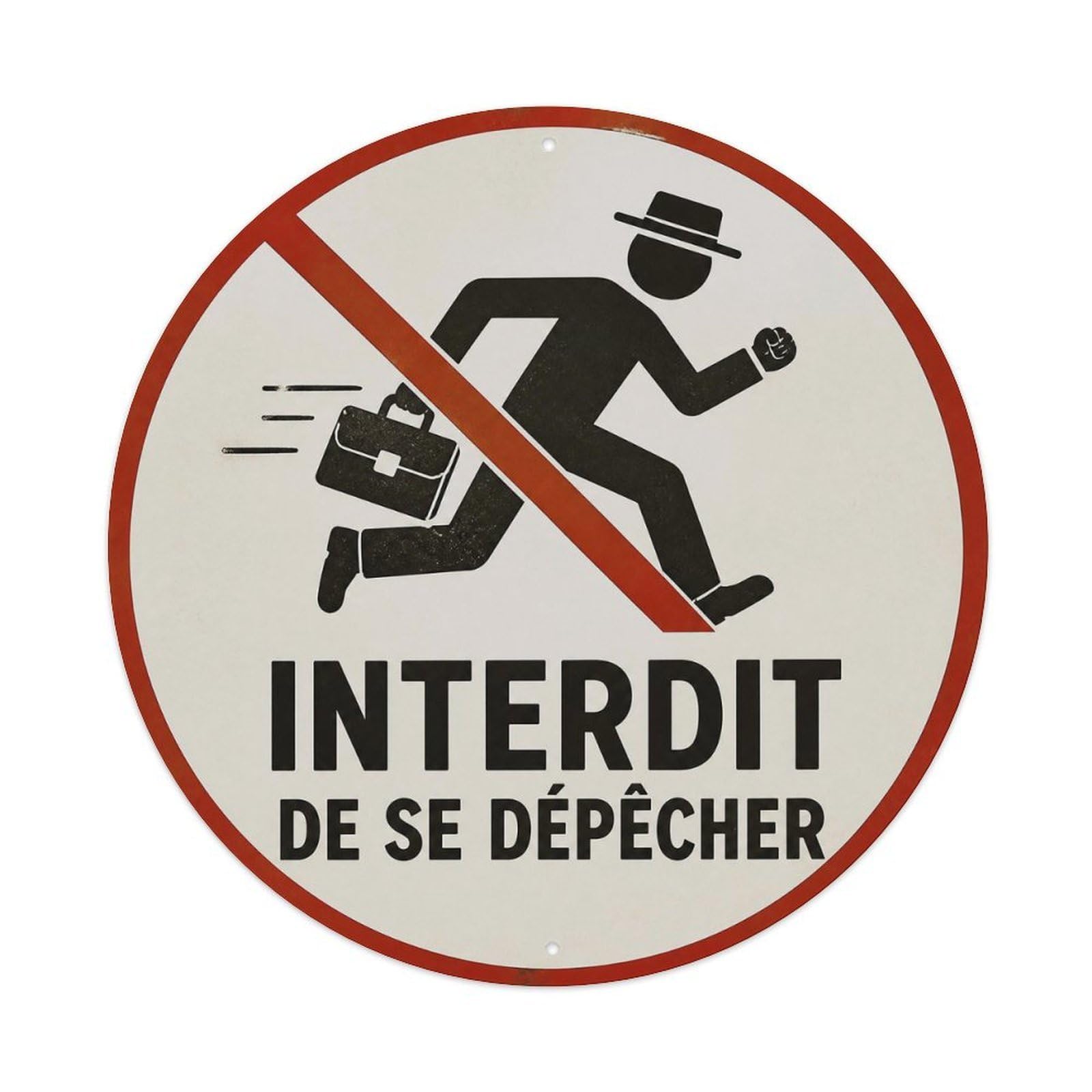 Olyhtr 8X8inch Classic Style No Hurrying Satire Typography French Heritage Icon Metal Tin Sign