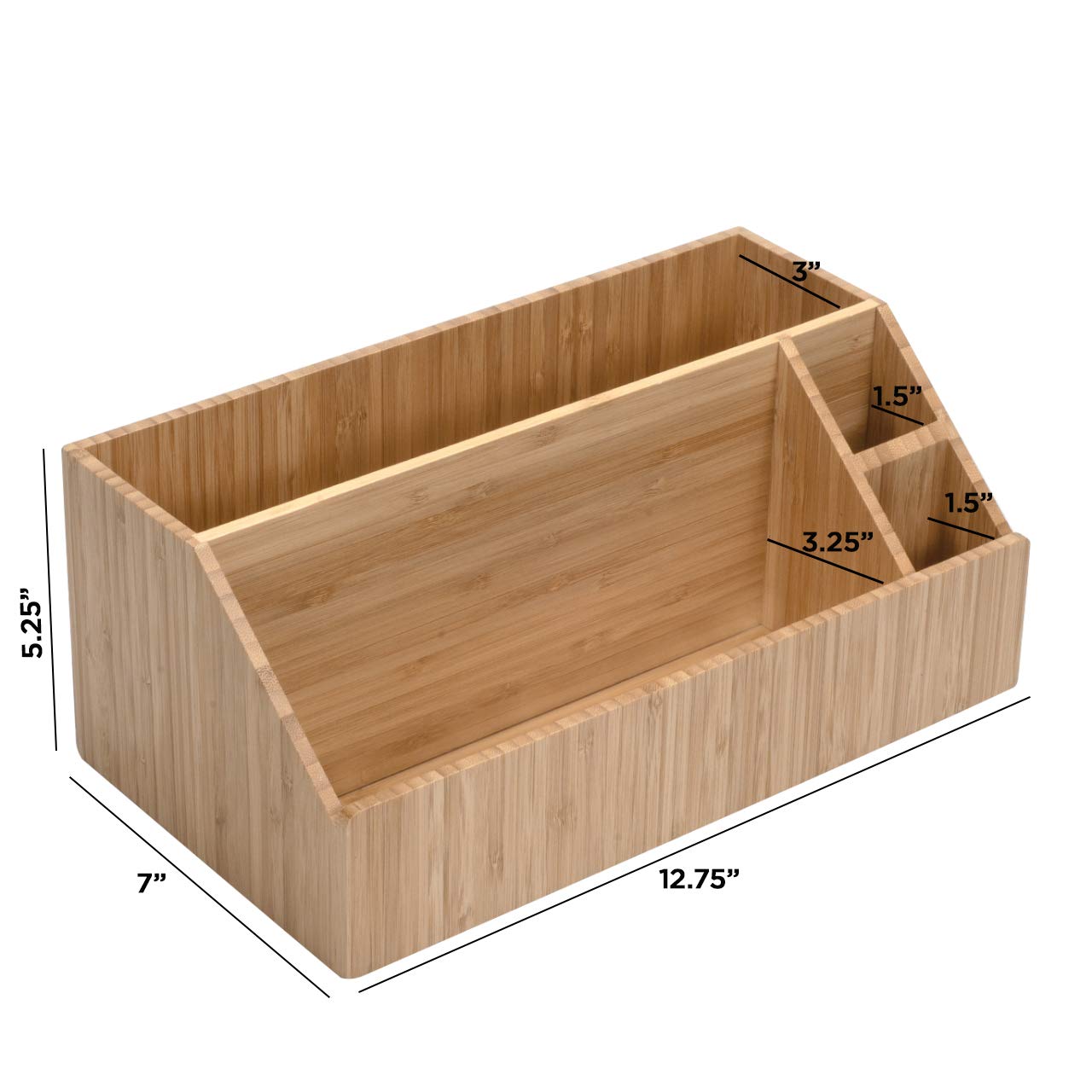MobileVision Bamboo Make Up Organizer & Cosmetic Holder, Storage on Vanity Counter or Bathroom, Multiple Compartments