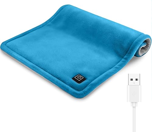 Almohadilla térmica USB, almohadillas de viaje calentadas de 5 V, 3 ajustes de calor y apagado automático, terapia caliente para aliviar el dolor y