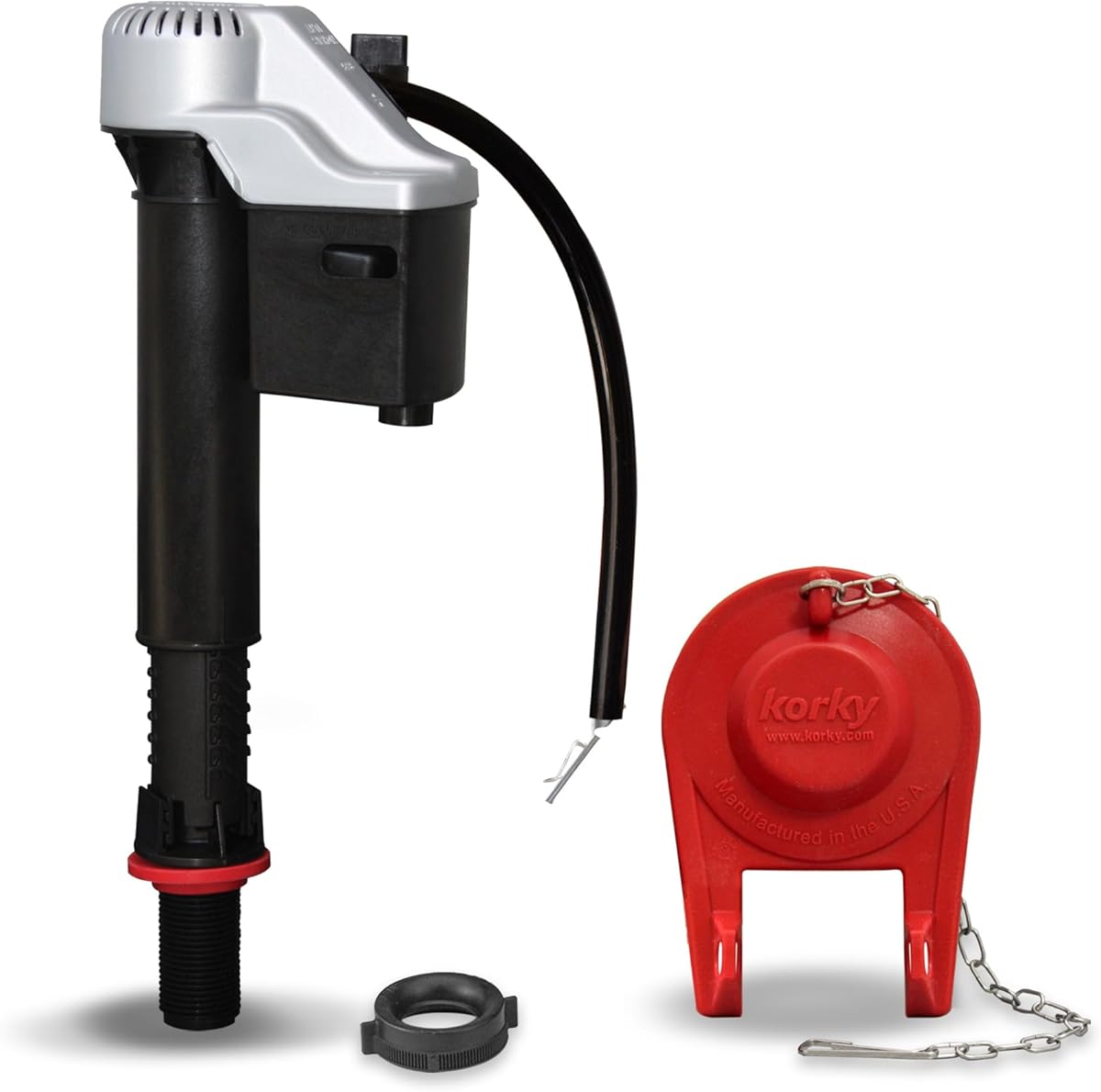 Korky 818MP QuietFILL® Platinum Universal Toilet Fill Valve & 2" Toilet Flapper Kit, Silver