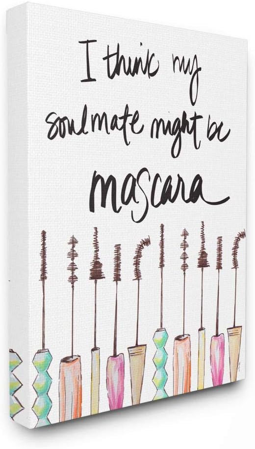 Stupell IndustriesMascara Makeup Fashion Modern Watercolor Word Design Canvas Wall Art, 16 x 20, Multi-Color