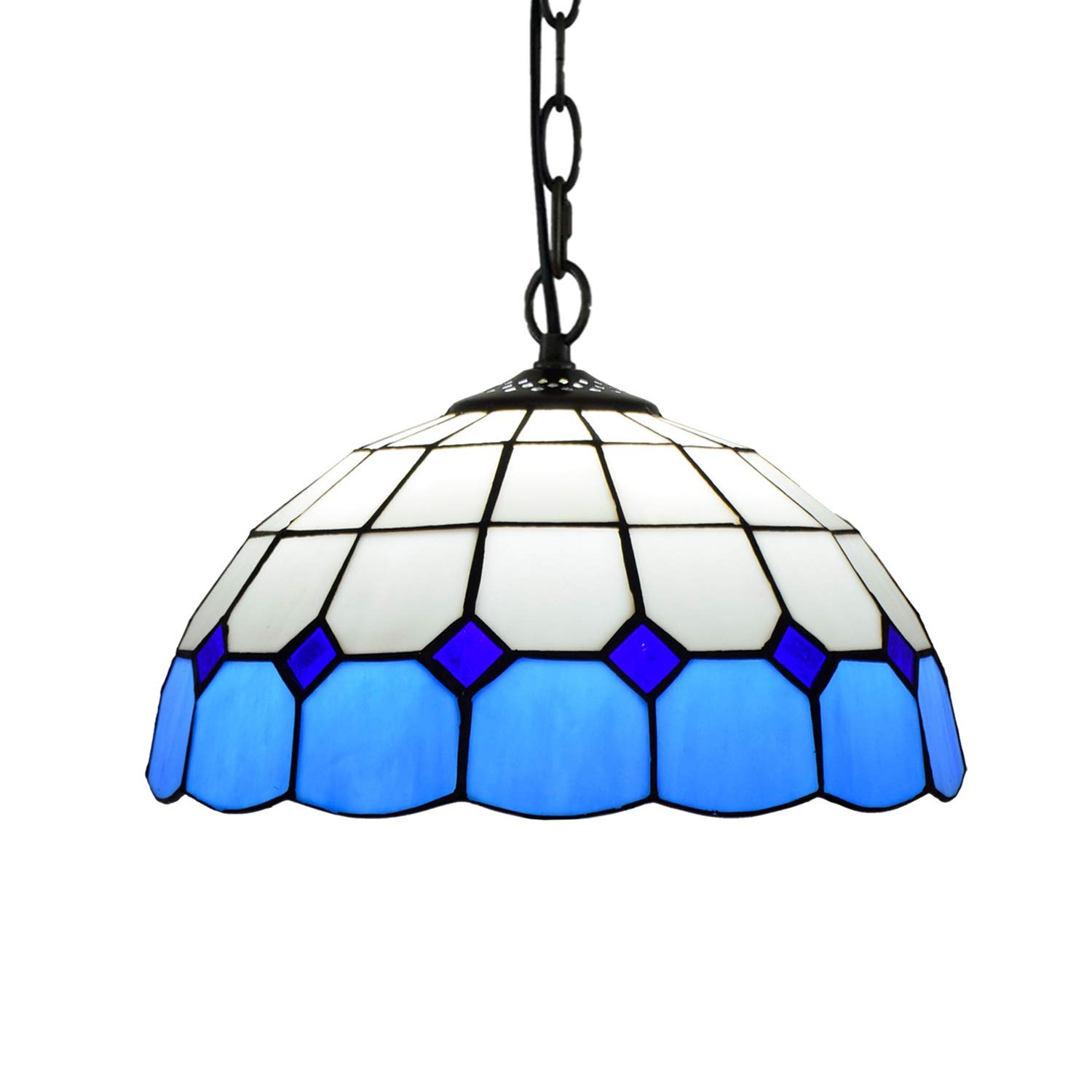 HPTHLY Ceiling Stained Glass Chandelier 12" Tiffany Pendant Light Minimalist Pendant Lamp Glass Light Fitting For Bed Restaurant Café